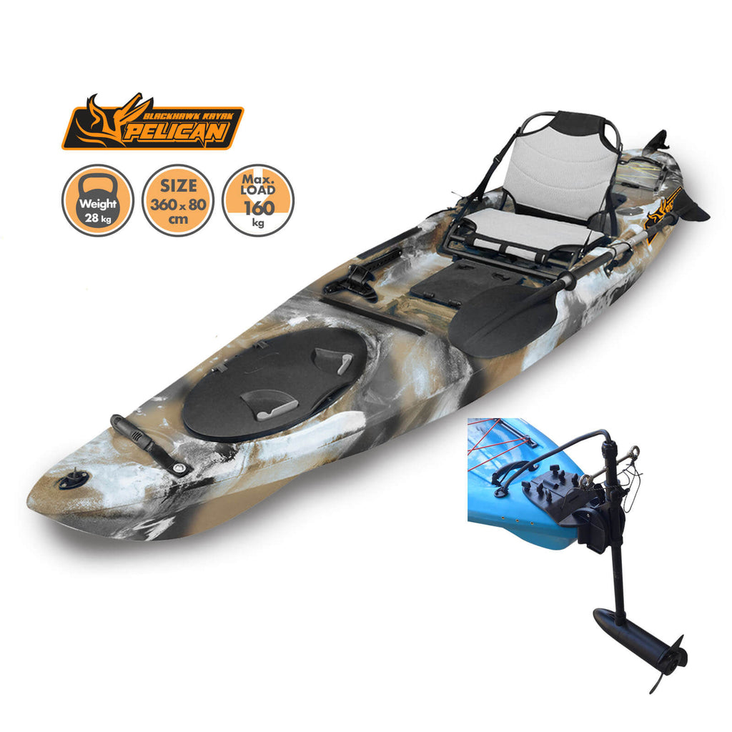 Pelican Motorized Fishing Kayak Desert | Blackhawk Outdoor